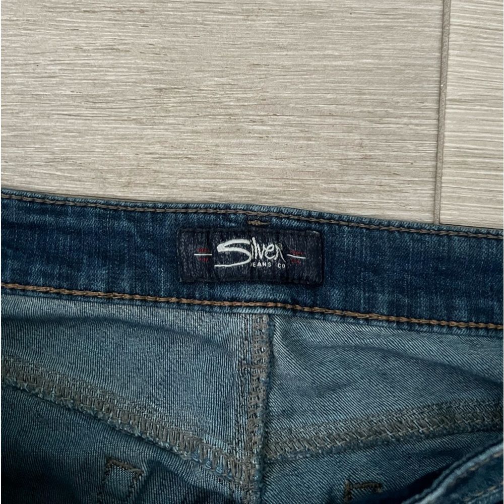 Silver Jeans Distressed Blue Dark Wash Sam Boyfriend Mid Rise Jeans 27 / 27 - Picture 3 of 7